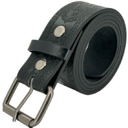 24 of Western Belts For Women And Men - Flower Engraved Black Color
