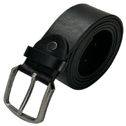 24 Pieces Leather Belt For Men Plain Black Color With Square Tip Mixed Sizes - Mens Belts