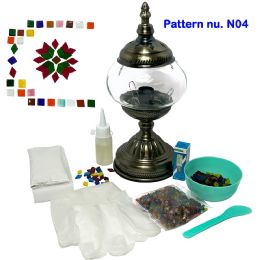 Diy Mosaic Lamp Set Red Petal Flower Pattern On Round Ball Table Lamp