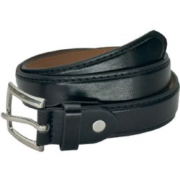 24 Pieces Dress Belts Quality Black Stitched For Kids Medium Size - Kid Belts