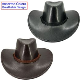 24 of Breathable Western Leather Cowboy Hats - Brown & Black