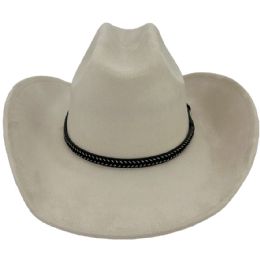 24 of Cream Felt Cowboy Hats With Embroidered Leather Band