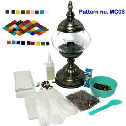 Diy Mosaic Lamp Set Multicolor Road Pattern On Round Ball Table Lamp