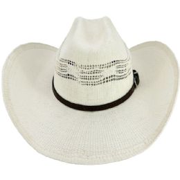 24 of White Cowboy Hats With Quality Plain Leather Band - Cattleman Crown
