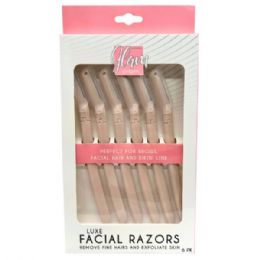 24 pieces Glam Gadgets 6 Pack Luxe Multipurpose Facial Razors With Plastic Cover - Shaving Razors