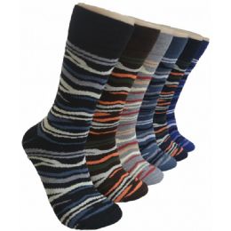 288 Pairs Men's Novelty Socks - 10-13 - Wavy Stripes - Mens Dress Sock