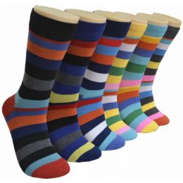 288 Pairs Men's Novelty Colorful Stripe Dress Socks - Mens Dress Sock