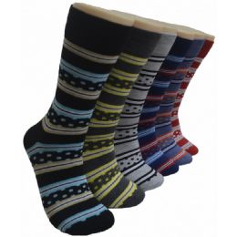 288 Pairs Men's Novelty Socks - 10-13 - Dot and Stripe - Mens Dress Sock