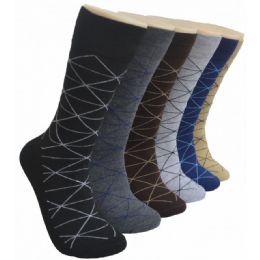 288 Pairs Men's Novelty Socks - 10-13 - Isometric Grid - Mens Dress Sock