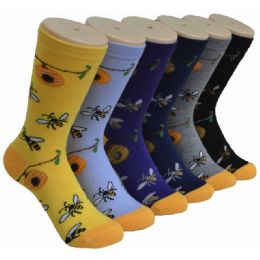 360 Pairs Ladies Crew Socks - 9-11 - Bees - Womens Crew Sock