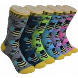 360 Pairs Ladies Crew Socks - 9-11 - Buzz Bees - Womens Crew Sock