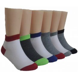 480 Pairs Boy's Low Cut Socks - Size 6-8 - Two Toned - Boys Ankle Sock