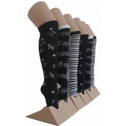 240 Pairs Girl's Knee High Socks Size 6-8 Music - Girls Knee Highs