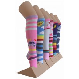 240 Pairs Girl's Knee High Socks Size 6-8 Stripes and Cartoons - Girls Knee Highs