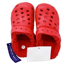 12 Pieces Kids Fleece Lined Clogs Red - Girls Sandals