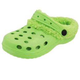 Wholesale Footwear Green Kids Fur Lined Clog 6-Asst Size