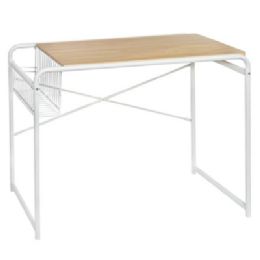 Rta Desk W/side Wire Basket 18x39x30 White/natural Alloy Steel Brown Box - Baskets