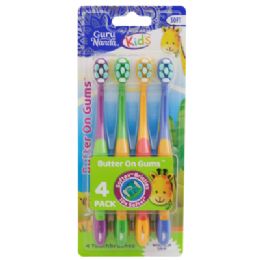 24 pieces Toothbrushes 4ct Kids Butter Soft Carded Gurunanda - Toothbrushes and Toothpaste