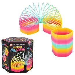 48 pieces 5 inch Jumbo Hexagon Rainbow Coil Spring - Magic & Joke Toys