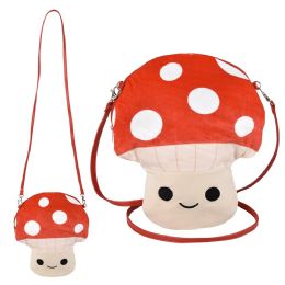 36 pieces Mushroom Plush Crossbody 10 inch x11 inch - Draw String & Sling Packs
