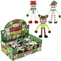 144 pieces Christmas Bendable Assortment 5 inch - Christmas Novelties
