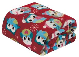 12 Pieces Micro Plush Warm Fleece Holiday Throw Blanket 50 X 60 Red Owl - Fleece & Sherpa Blankets