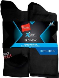 Hanes Mens Black Crew Socks Size 10-13