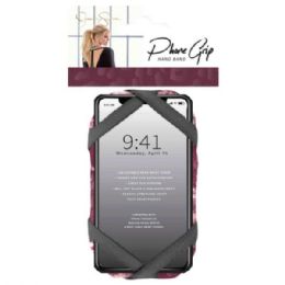 24 pieces Jessica Simpson Padded Adjustable Cell Phone  Grip Hand Band In Maroon Tie Dye Print - Tripods and Phone Holders