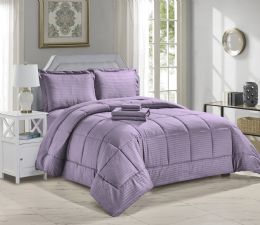 3 Sets 8 Piece Bed In A Bag Hotel Collection Alternative Comforter Set Embossed In Plum Queen Size - Comforters & Bed Sets