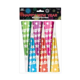 48 of New Year Party Horn 20cm Asst. Colors 6pc Pack