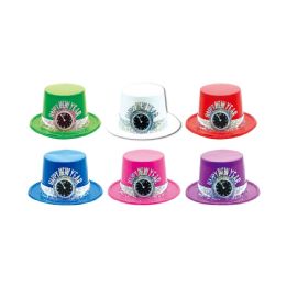 72 Pieces Happy New Year Holographic Hat In Asst. Colors - Party Hats & Tiara