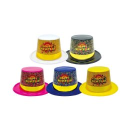 24 Pieces Happy New Year Hat With Band Asst. Colors - Party Hats & Tiara