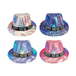 48 Pieces Star Pattern New Year Hats With Led Asst. Color - Party Hats & Tiara