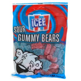 12 pieces Icee Sour Gummy Bears 4 Oz Peg Bag - Food & Beverage