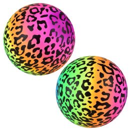 144 pieces Leopard Print Rainbow Ball 9" - Balls