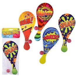 144 pieces 10" Fun Saying Paddle Ball Assortment - Sports Toys