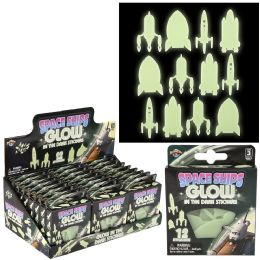144 of Glow In Dark Space Rocket Stickers 24ct