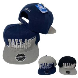 24 pieces of Snap Back Flat Bill Hat [dallas] Diagonal Split Color Front