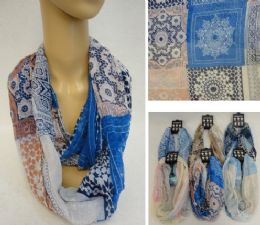 24 pieces Light Weight Infinity Scarf [patchwork] - Womens Fashion Scarves
