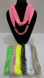 24 pieces Loop Scarf With Chain Link Design - Womens Fashion Scarves