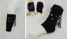 24 pieces Boot Cuffs [black With Fringe] - Arm & Leg Warmers