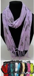 24 pieces Sheer Scarf With FringE--Pinstripe/roses/sparkle - Womens Fashion Scarves