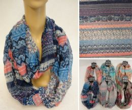 24 pieces ExtrA-Wide Light Weight Infinity Scarf: FloraL-Paisley Multiprint - Womens Fashion Scarves