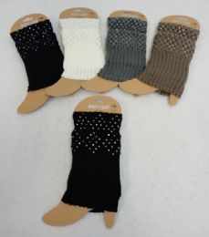 24 pieces Knitted Boot Cuffs [rhinestones] - Arm & Leg Warmers