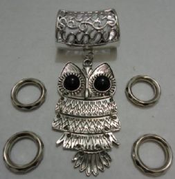 24 pieces Scarf Charm: Owl With Black Stone Eyes - Womens Fashion Scarves