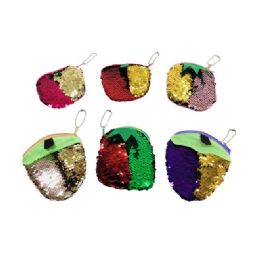24 of 4.5"x4" Reversible Sequin Change Purse [fruit]