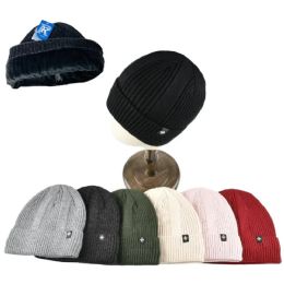 Knitted Super Soft PlusH-Lined Cuffed Hat Ribbed