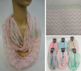 24 pieces Light Weight Infinity Scarf [chevron & Polka Dots] - Womens Fashion Scarves