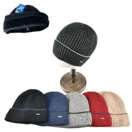Knitted Super Soft PlusH-Lined Cuffed Hat Ribbed Sport