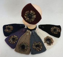 24 pieces Wide Hand Knitted Ear Band [feathers & Beads] - Ear Warmers